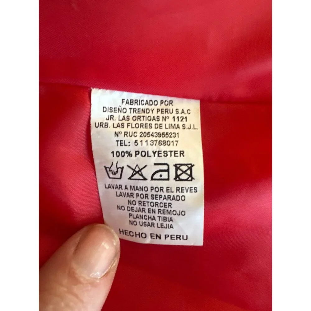 Red Quilted Girls Hooded Jacket With Bow Detail By MIMANIA Size 14‎ Made In Peru